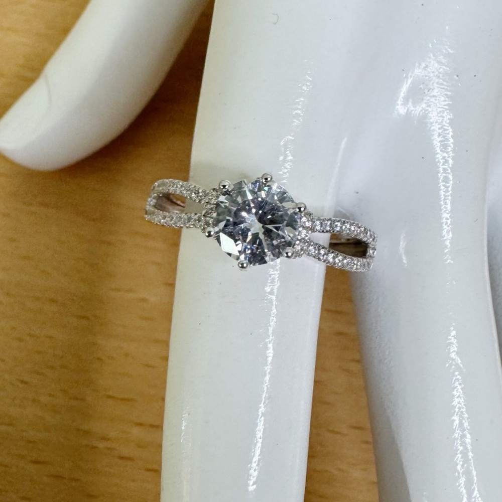 Silver CZ Solitaire Ring Classic Bridal Engagement Hallmarked 925 Size 9.75